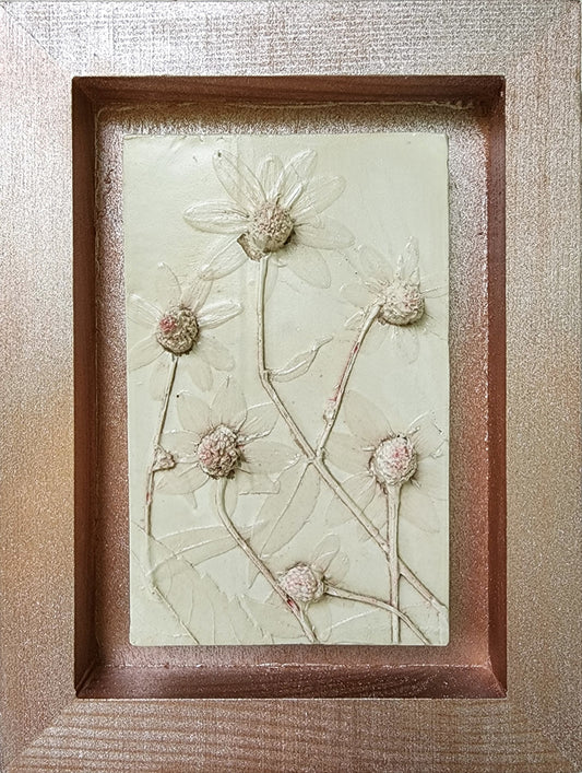 Plaster Botanical Bas Relief Artwork