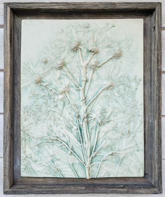 Plaster Botanical Bas Relief Artwork