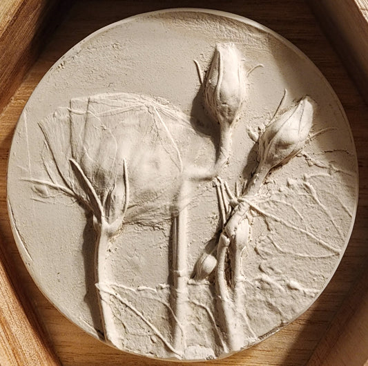 Plaster Botanical Bas Relief Artwork