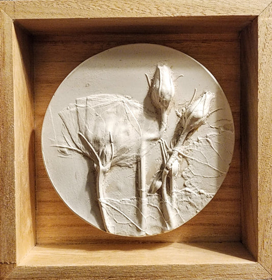 Plaster Botanical Bas Relief Artwork