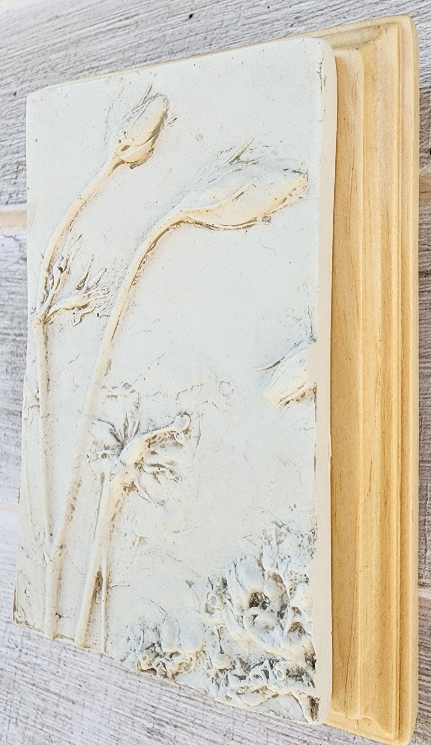 Plaster Botanical Bas Relief Artwork