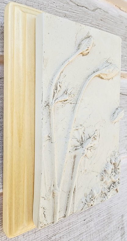 Plaster Botanical Bas Relief Artwork