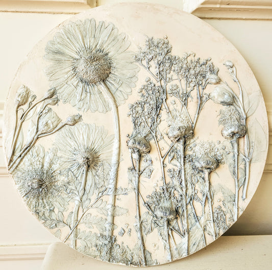 Plaster Botanical Bas Relief Artwork