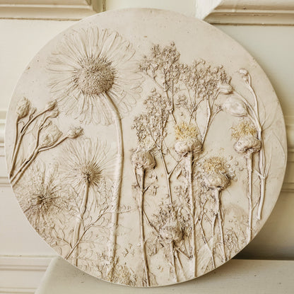 Plaster Botanical Bas Relief Artwork