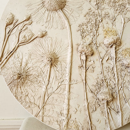 Plaster Botanical Bas Relief Artwork