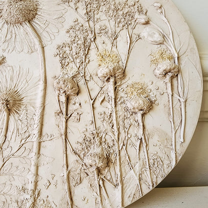 Plaster Botanical Bas Relief Artwork