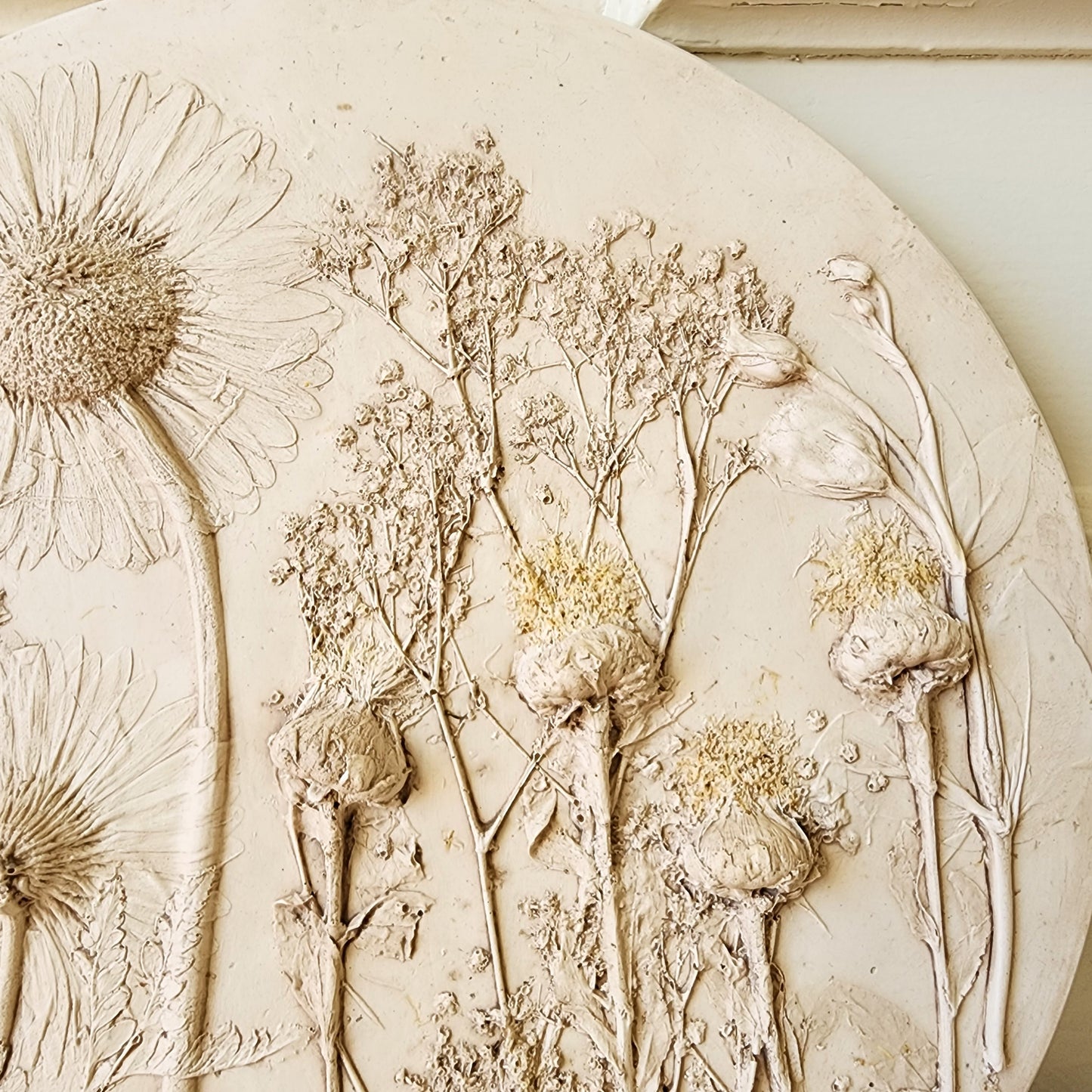 Plaster Botanical Bas Relief Artwork