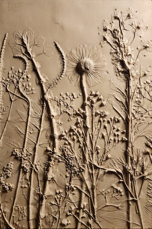 Plaster Botanical Bas Relief Artwork