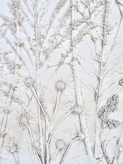 Plaster Botanical Bas Relief Artwork