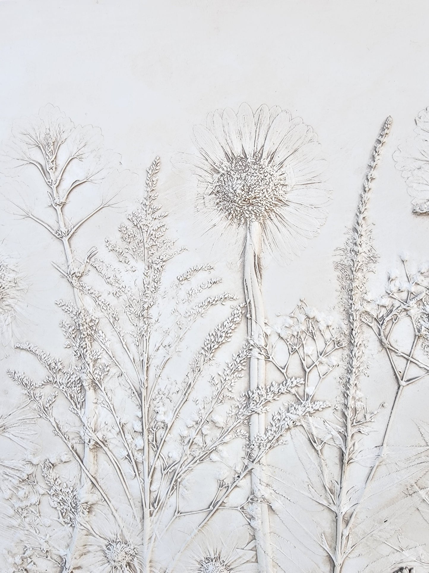 Plaster Botanical Bas Relief Artwork