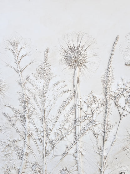 Plaster Botanical Bas Relief Artwork