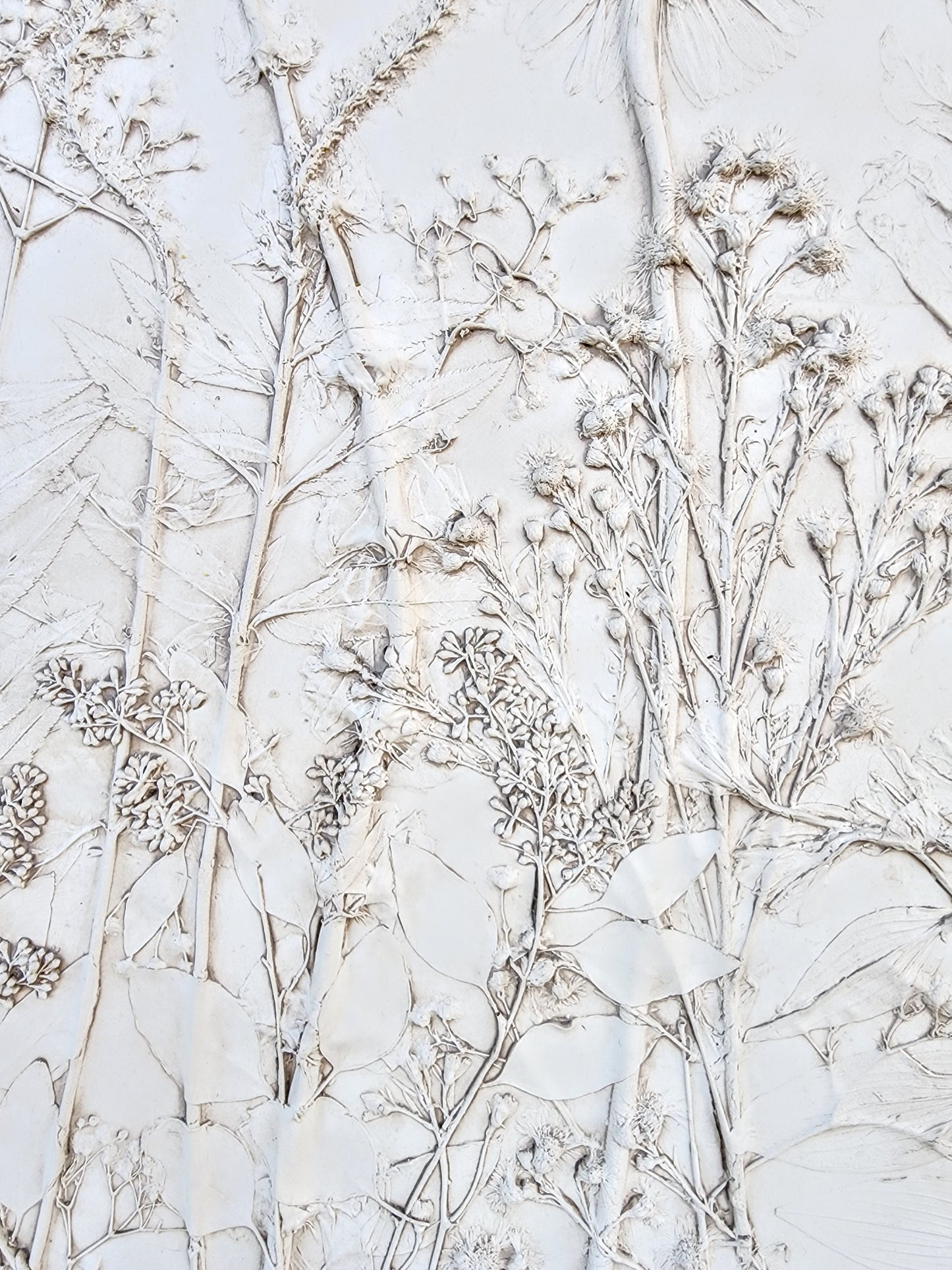 Plaster Botanical Bas Relief Artwork