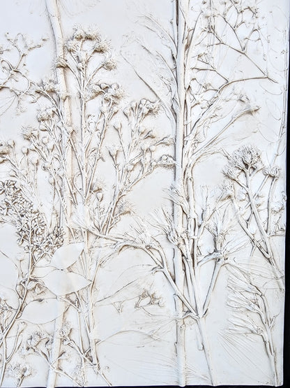 Plaster Botanical Bas Relief Artwork