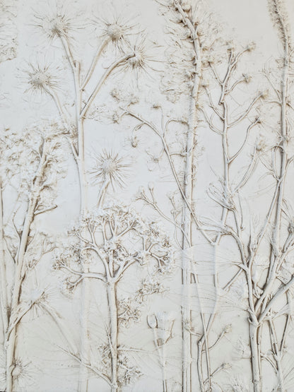 Plaster Botanical Bas Relief Artwork