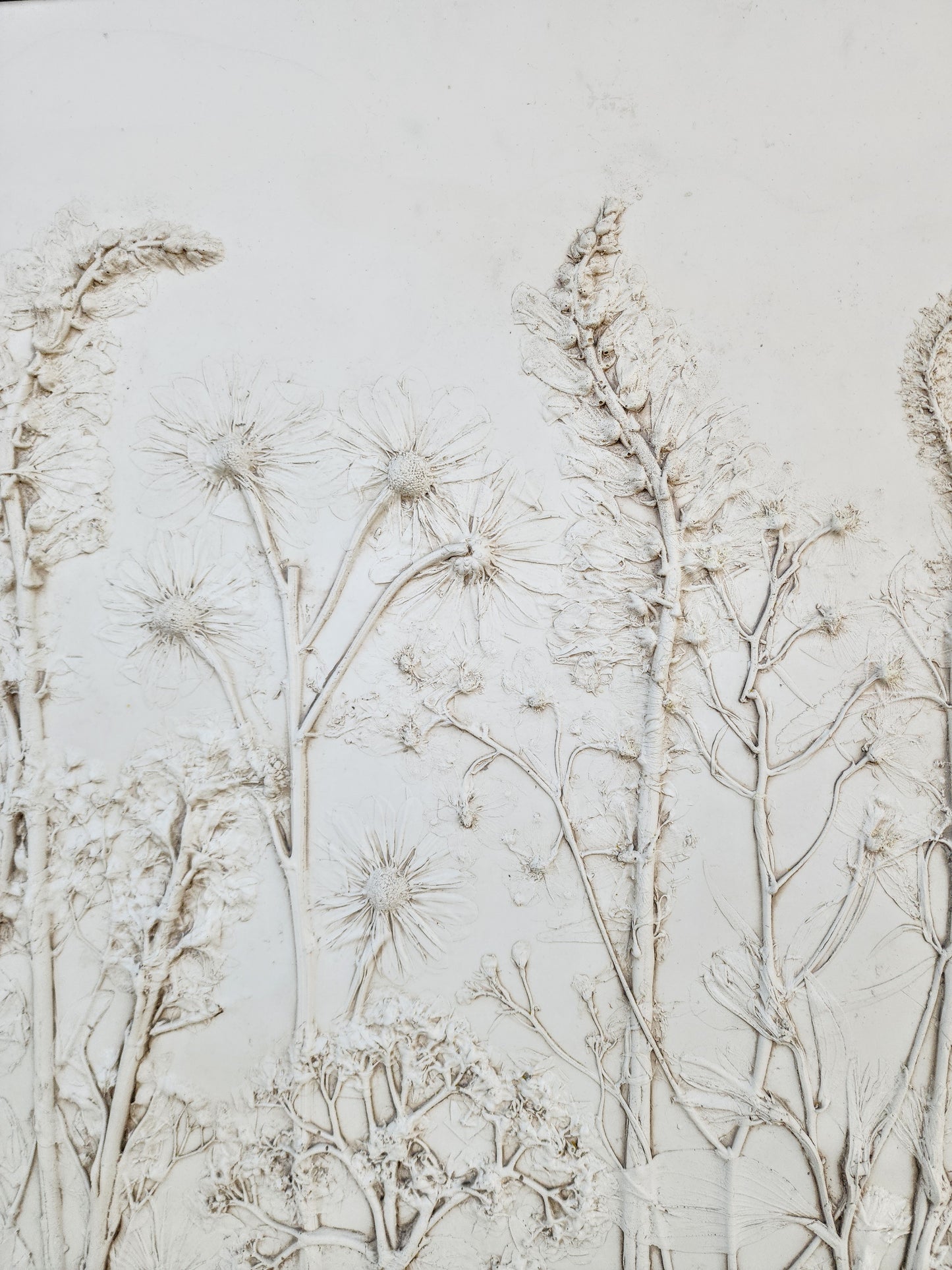 Plaster Botanical Bas Relief Artwork