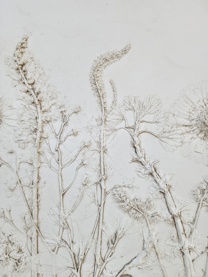 Plaster Botanical Bas Relief Artwork