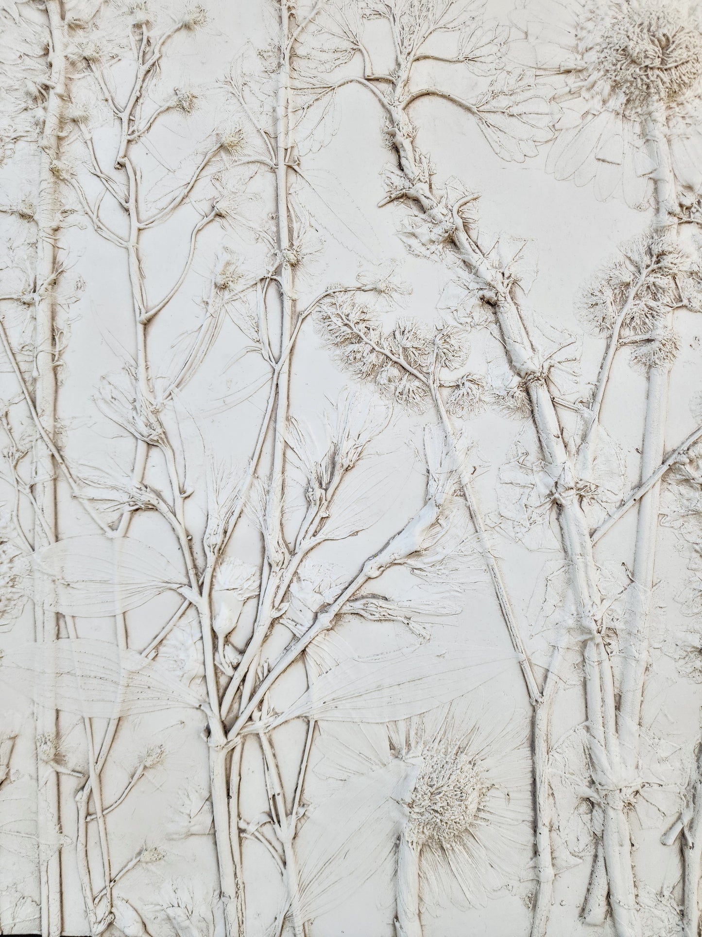 Plaster Botanical Bas Relief Artwork