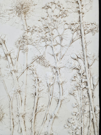 Plaster Botanical Bas Relief Artwork