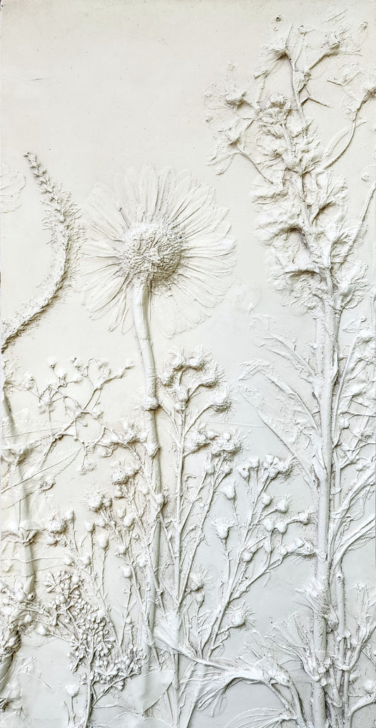 Plaster Botanical Bas Relief Artwork