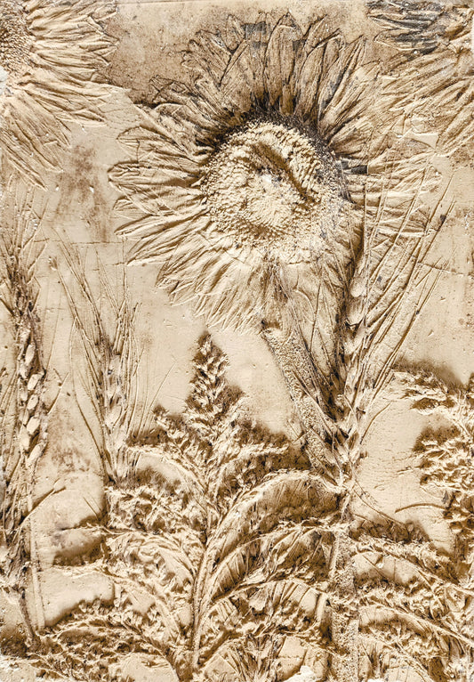 Plaster Botanical Bas Relief Artwork