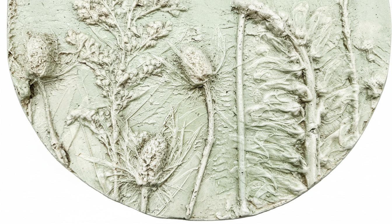 Plaster Botanical Bas Relief Artwork