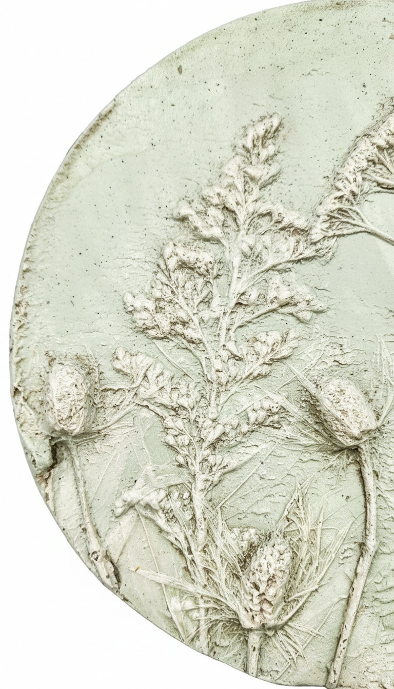 Plaster Botanical Bas Relief Artwork