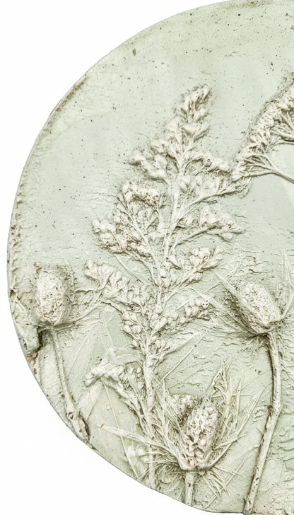 Plaster Botanical Bas Relief Artwork
