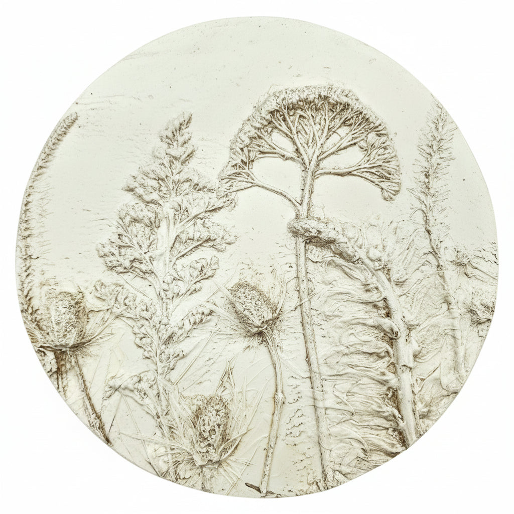 Plaster Botanical Bas Relief Artwork