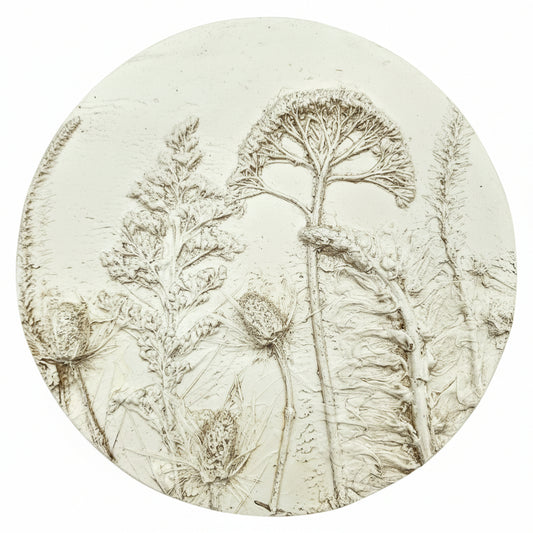 Plaster Botanical Bas Relief Artwork