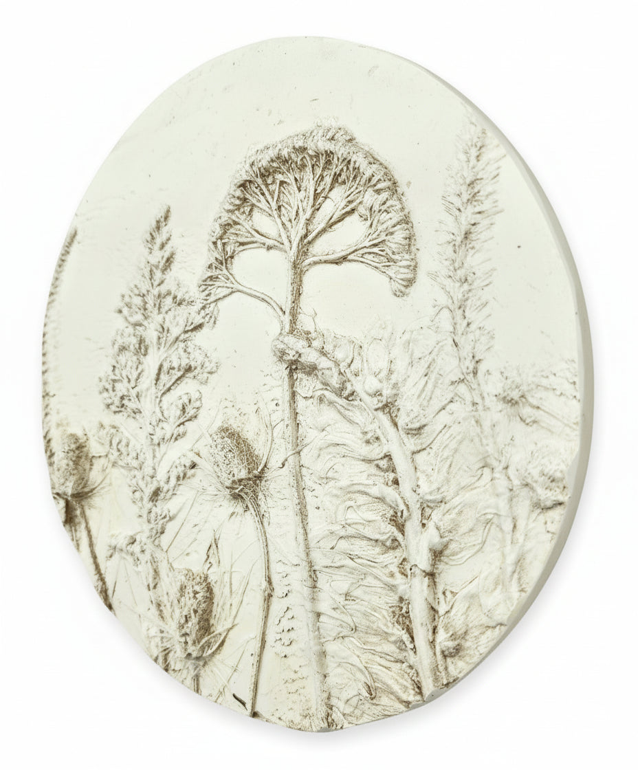 Plaster Botanical Bas Relief Artwork
