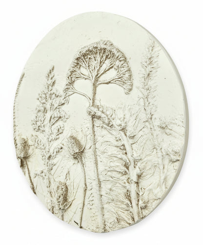 Plaster Botanical Bas Relief Artwork