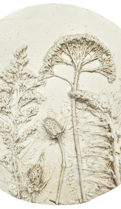 Plaster Botanical Bas Relief Artwork