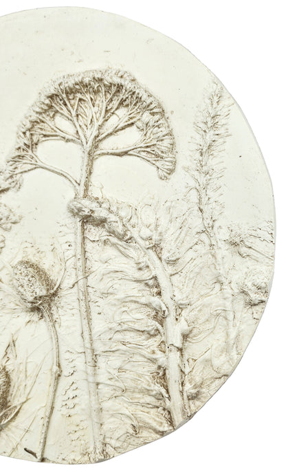 Plaster Botanical Bas Relief Artwork