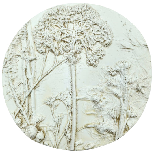 Plaster Botanical Bas Relief Artwork