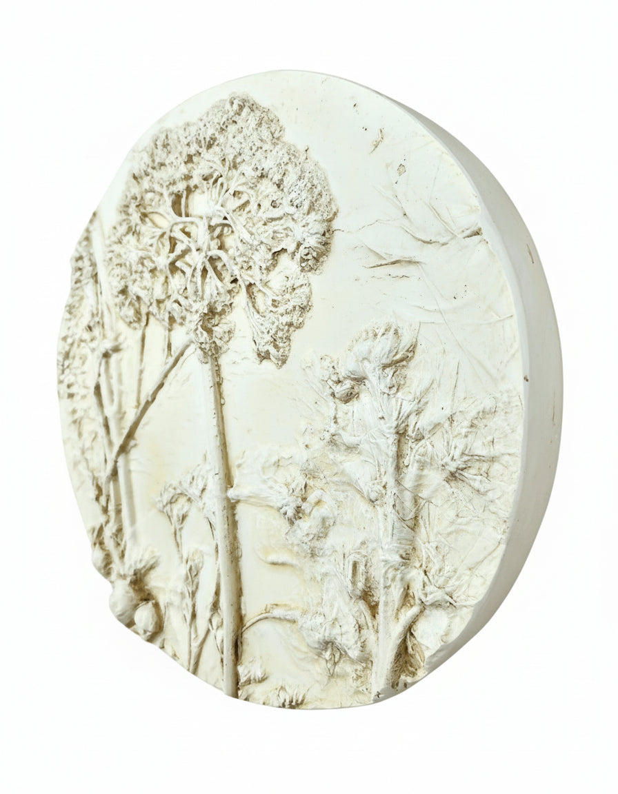 Plaster Botanical Bas Relief Artwork