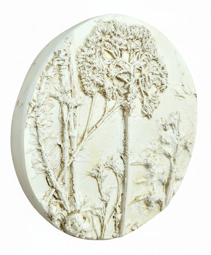 Plaster Botanical Bas Relief Artwork