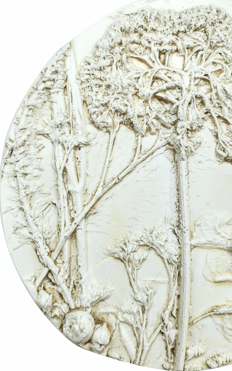 Plaster Botanical Bas Relief Artwork