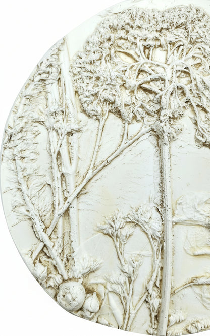 Plaster Botanical Bas Relief Artwork
