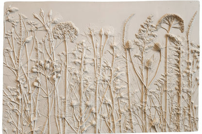 Plaster Botanical Bas Relief Artwork