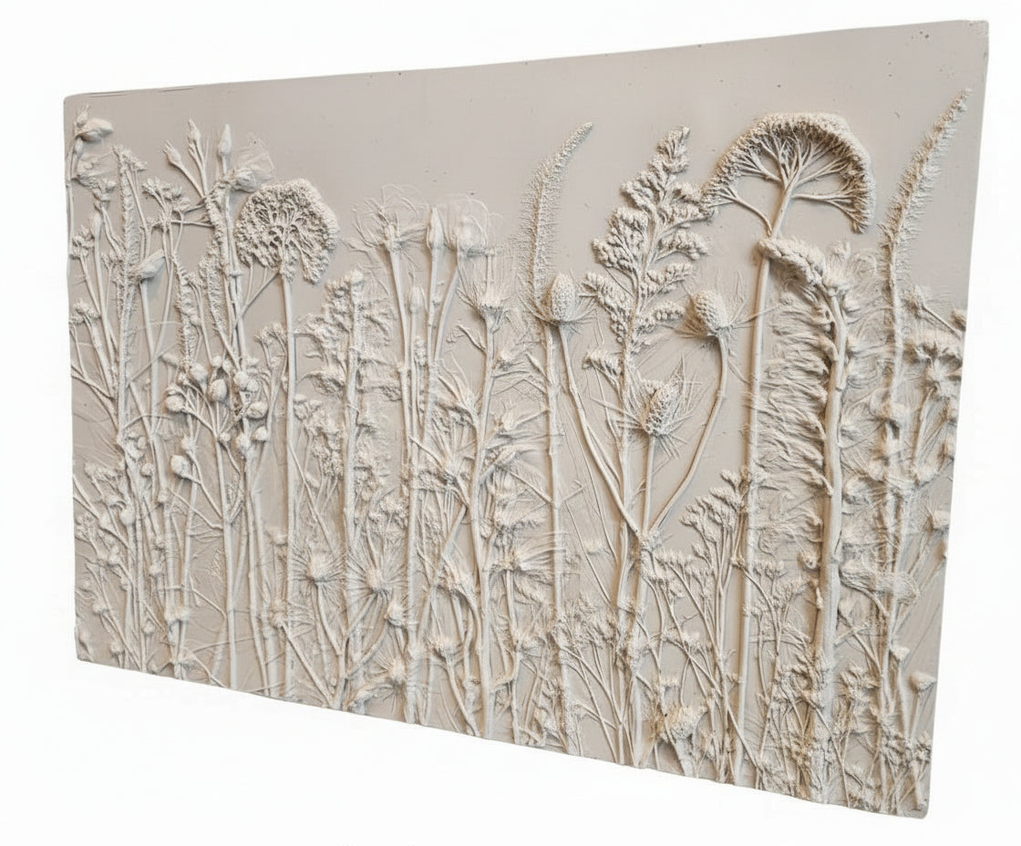 Plaster Botanical Bas Relief Artwork