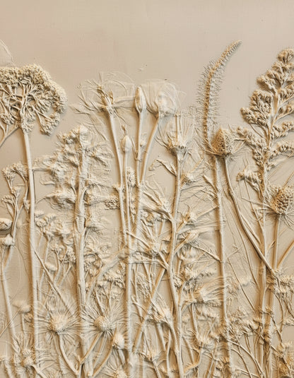 Plaster Botanical Bas Relief Artwork