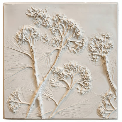 Plaster Botanical Bas Relief Artwork
