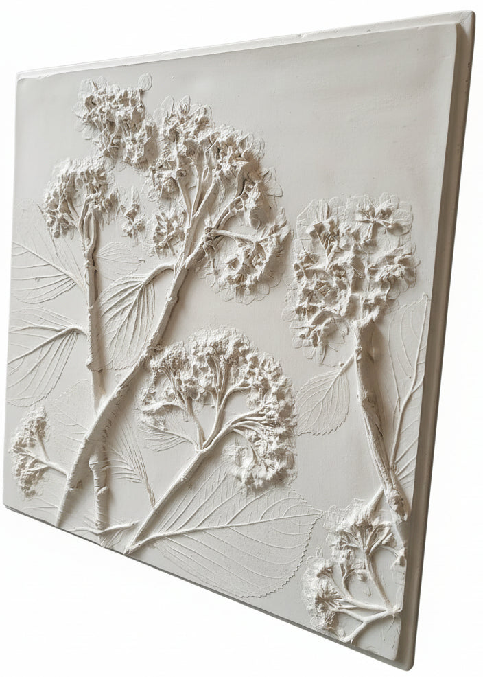 Plaster Botanical Bas Relief Artwork