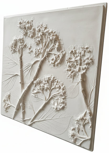 Plaster Botanical Bas Relief Artwork