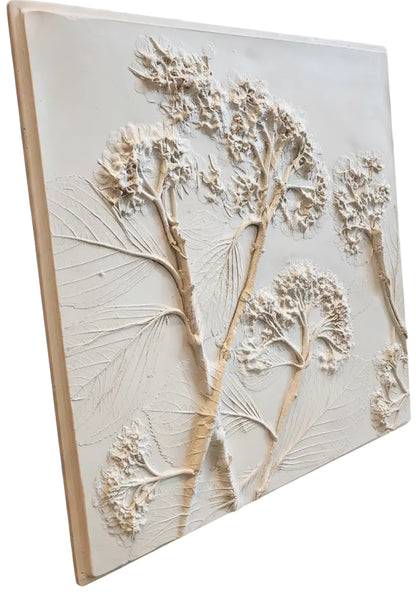 Plaster Botanical Bas Relief Artwork