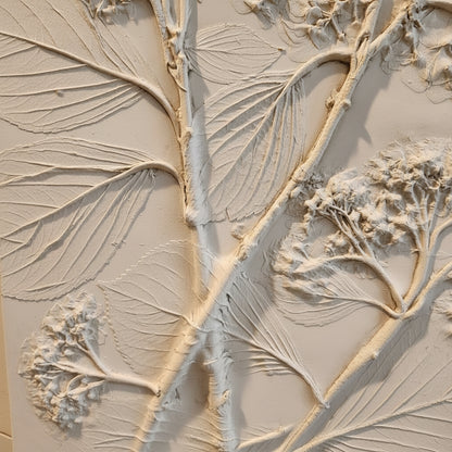 Plaster Botanical Bas Relief Artwork