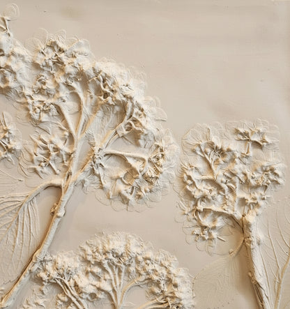 Plaster Botanical Bas Relief Artwork