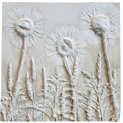 Plaster Botanical Bas Relief Artwork