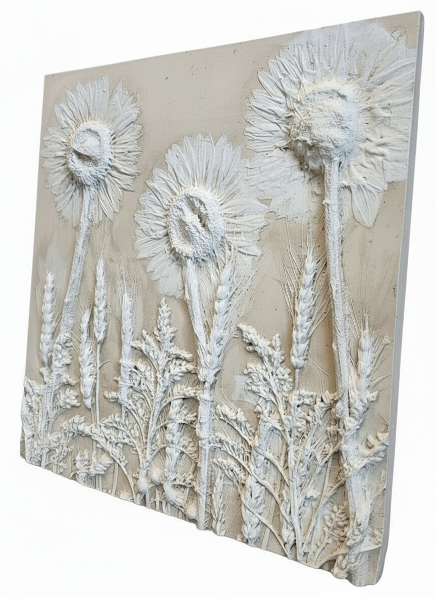 Plaster Botanical Bas Relief Artwork