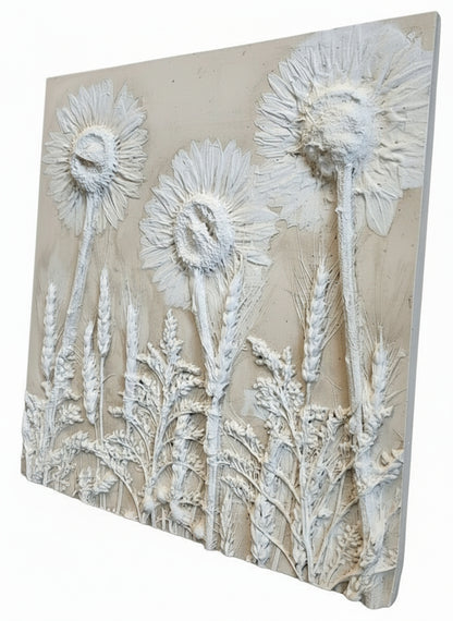 Plaster Botanical Bas Relief Artwork